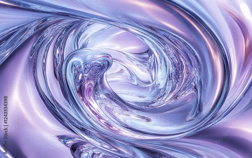 Poster abstract swirling transparent water in purple and blue hues forming a smooth vortex, symbolizing flu