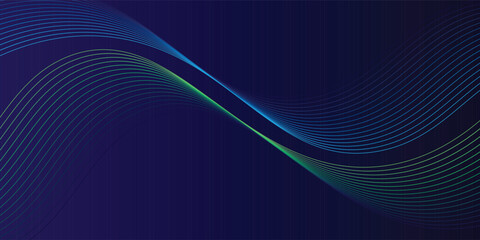 Abstract glowing wave lines on dark blue background. Dynamic wave pattern. Modern flowing wavy lines.