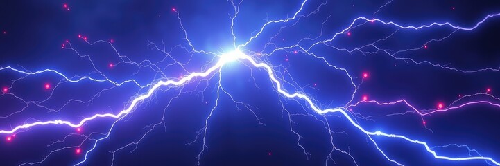 Fototapeta premium Blue lightning background, lightning strike background, thunderstorm images, 