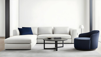 Modern sectional sofa and armchair set in a contemporary living room