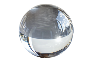 Delicate transparent crystal ball with smooth finish isolated on transparent background