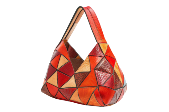 Fashionable Triangular Pattern Bag for Trendsetters Isolated on Transparent Background