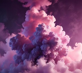 Fototapeta premium Soft pink purple cloud of smoke rises from the darkness , cloudy background, atmospheric, smoke
