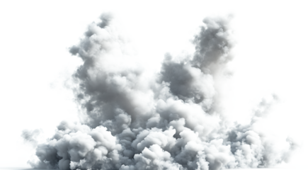Dense White Smoke Clouds Isolated on a transparent Background