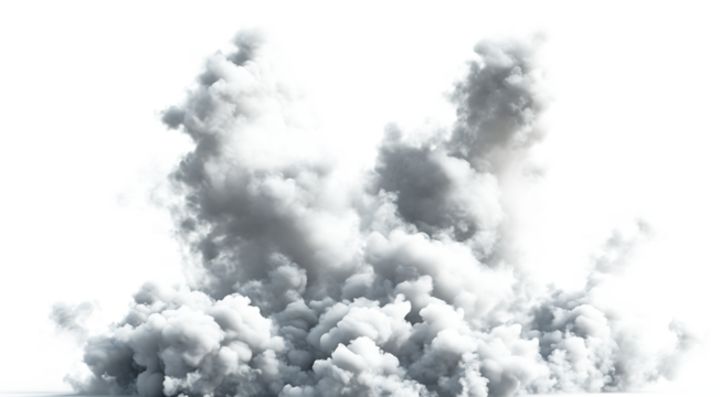 Dense White Smoke Clouds Isolated on a transparent Background