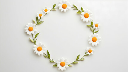White Daisy Wreath on White Background