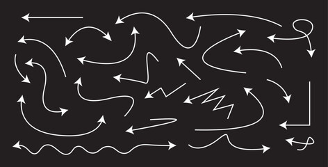 Hand drawn arrow set. Thin arrows set for business plan. vector illustration