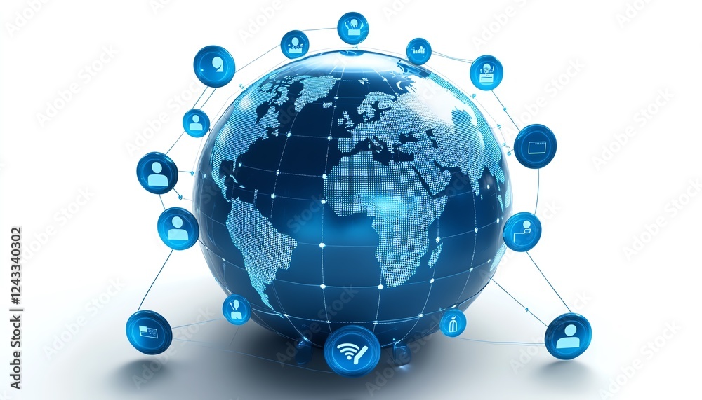 Leinwandbilder 3d rendering of a digital world map globe