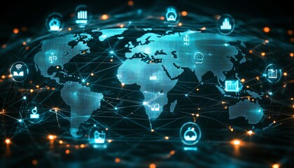 3D rendering of a digital world map globe