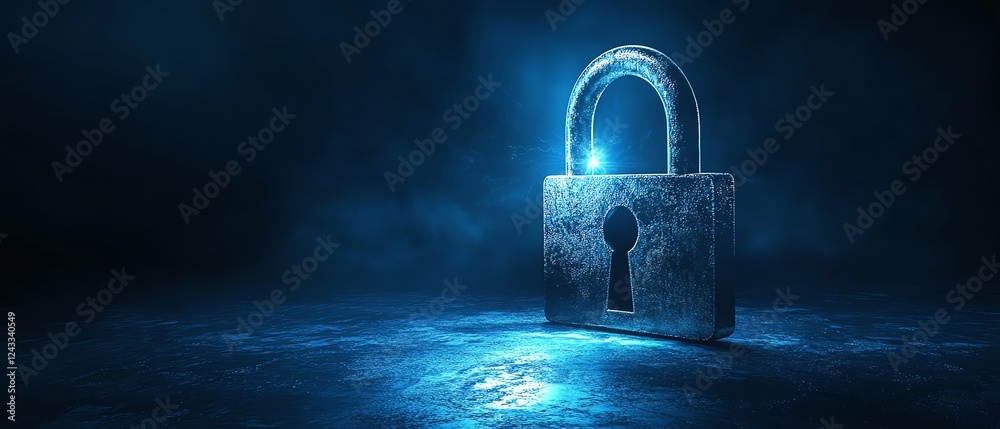 Aufkleber 3d rendering of cybersecurity concept with a closed digital padlock