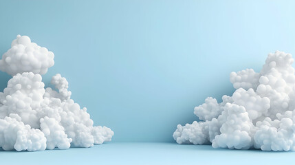 Abstract 3D clouds on light blue background.  Possible use  product display