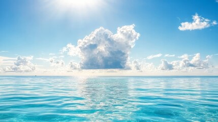 Ocean blue underwater with sunrays