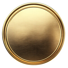 Premium Metallic Gold Badge with Smooth Reflective Surface on transparent