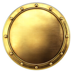 Premium Metallic Gold Badge with Smooth Reflective Surface on transparent