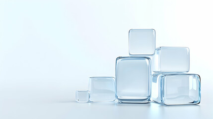 Abstract Ice Cubes; Stacked Transparent Cubes on Light Background; Minimalist Still Life; For Presentation/Design;  Wallpaper Potential