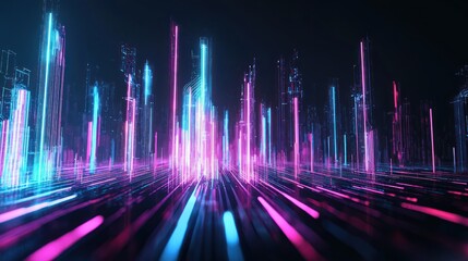 Futuristic Neon Cityscape at Night