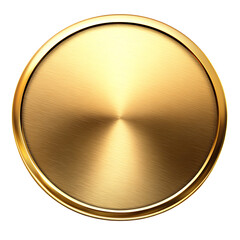 Premium Metallic Gold Badge with Smooth Reflective Surface on transparent