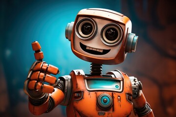 Cute Robot Showing Thumb Up