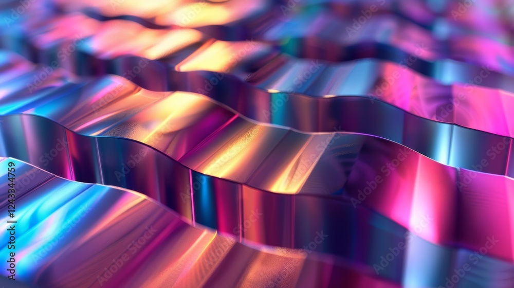 Poster abstract gradient background featuring iridescent wavy patterns with vibrant colors and smooth refle