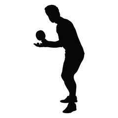 Table Tennis Player Silhouette on White Background. Vector Black Illustration.