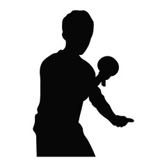 Table Tennis Player Silhouette on White Background. Vector Black Illustration.