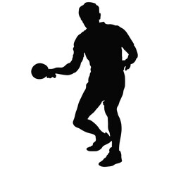 Table Tennis Player Silhouette on White Background. Vector Black Illustration.