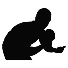 Table Tennis Player Silhouette on White Background. Vector Black Illustration.