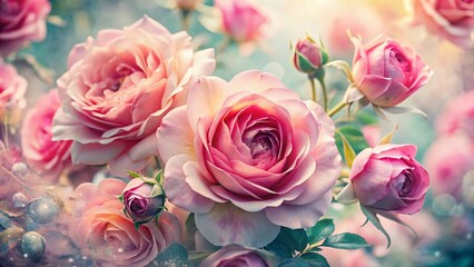 Obraz premium Double Exposure Pink Roses: Dreamy Floral Art Photography
