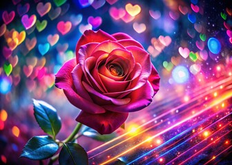 Double Exposure: Retro 8-Bit Hearts Animated Background Stock Photo