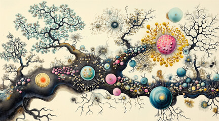 Lufa Collection, Surreal Botanical Illustrations, Fantasy Floral Art Prints, Intricate Nature-Inspired Designs, Hand-Drawn Vintage-Inspired Plant Artwork, Whimsical and Dreamlike Botanical Composition