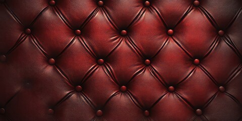 Fototapeta premium Rich Red Leather Upholstery Buttoned Texture