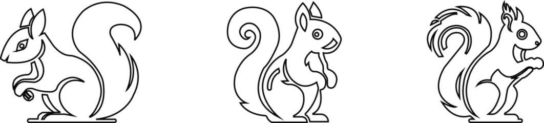 Squirrel Icon set.simple flat squirrel icon silhouette vector.this is forest wild animal running standing and jumping vector squirrel.Vector squirrel silhouette view side for retro logo.