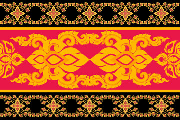 seamless,pixel traditional ethnic, thai pattern, fabric pattern for textiles, rugs, wallpaper, clothing, sarong, batik, wrapping, embroidery, print, background, cover, illustration, vector.
