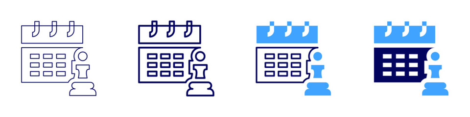 Social media tactics icon in 4 different styles. Thin Line, Line, Bold, and Bold Line. Duotone style. Editable stroke