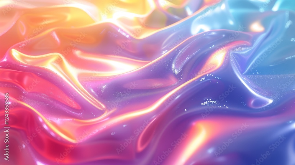 Poster exploring a vibrant abstract background with iridescent gradients and flowing textures