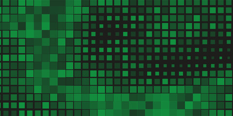 Pixel Disintegration Green and Black Background. Vector