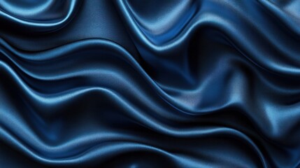 Deep blue satin fabric drapes in studio