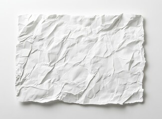 Obraz premium Crumpled white paper texture, studio shot, blank background, design element