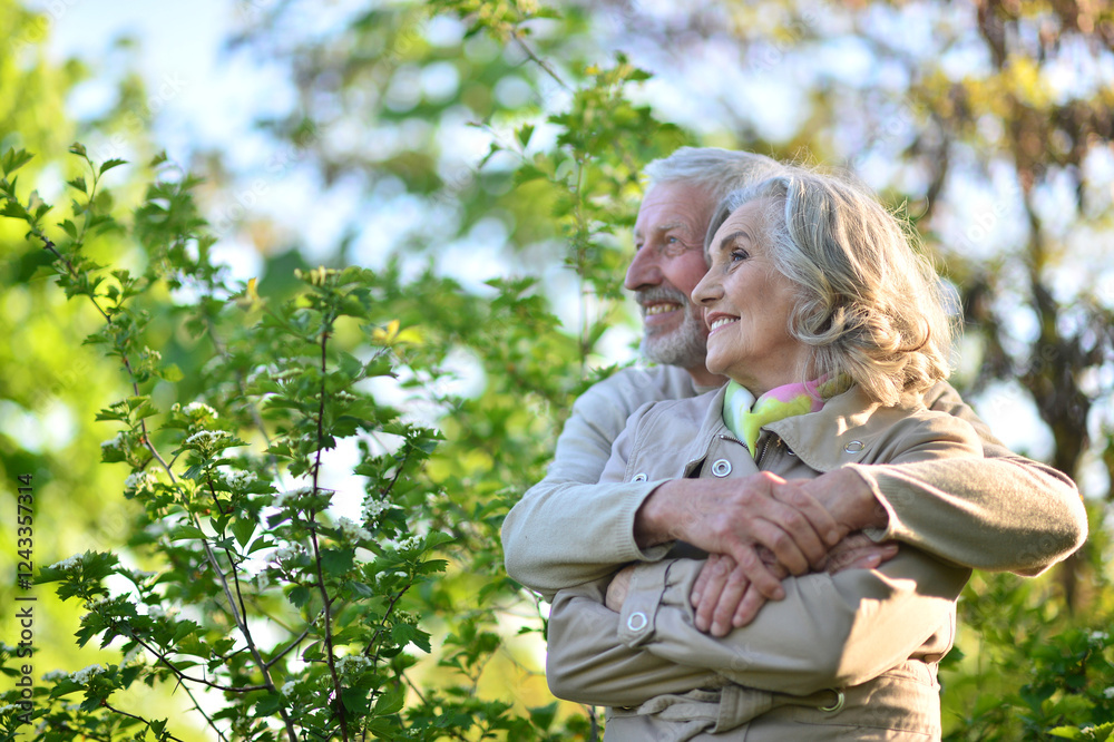 Canvas Prints Loving mature couple in the park in summer