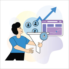 Conversion Rate Optimization & Lead Generation  Sales Growth, Marketing Analytics & Software Concept Vector Illustrations