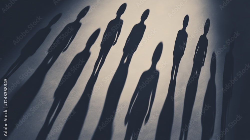 Aufkleber multiple shadows representing job seekers waiting for interview results, symbolizing career choices,