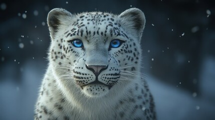 Fototapeta premium Snow Leopard Gazing, Winter Wonderland, Wildlife Print