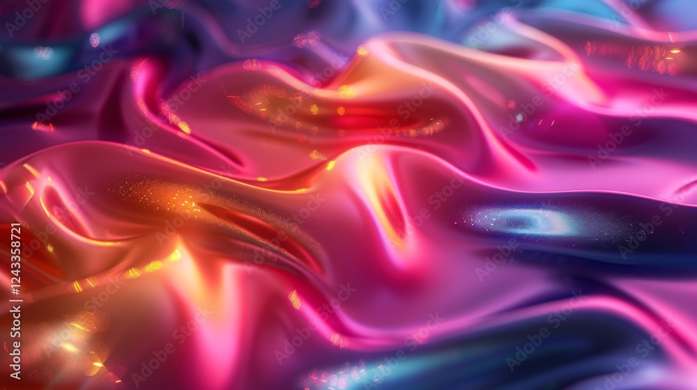 Poster iridescent abstract gradient fabric with dynamic light reflections creating a mesmerizing visual eff