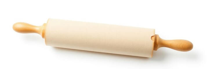 Fototapeta premium Rolling pin isolated on white background, food preparation, kitchen utensil, pastry dough