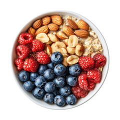 Colorful Bowl of Healthy Oatmeal Topped with Fresh Fruits and Nuts