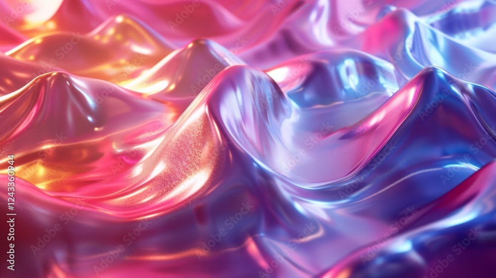 Poster iridescent gradient waves create a mesmerizing abstract background ideal for digital artwork and des