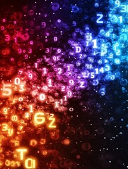 Digital Abstract Numbers Background - A vibrant digital abstract background featuring glowing numbers, symbolizing data, technology, innovation, progress, and the future.