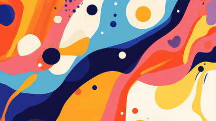 bright and colorful abstract representation of joy, featuring vibrant swirls and playful shapes in various colors, evoking sense of happiness and creativity