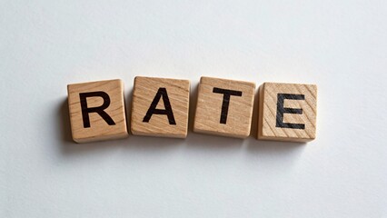 Obraz premium Wooden Alphabet Blocks Forming the Word Rate in a Business Concept Illustrating Communication and Value in Financial Markets