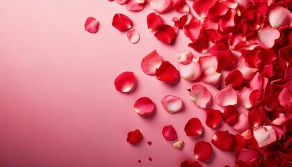 A simple yet elegant Valentine's Day background with scattered red and pink rose petals